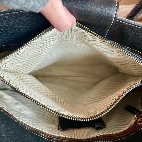 Dooney & Bourke Monogram Logo Satchel Tote Bag Black Canvas Leather - Picture 10 of 14